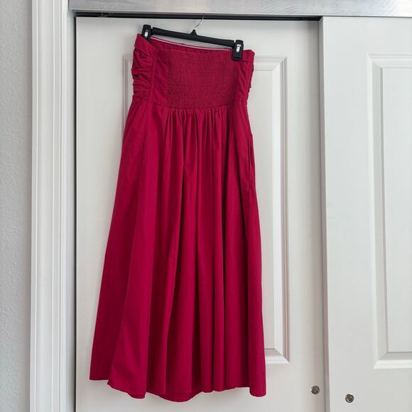 Abercrombie & Fitch Emerson Ruched Strapless Midi Dress Cocktail Wedding Guest M - Picture 4 of 12